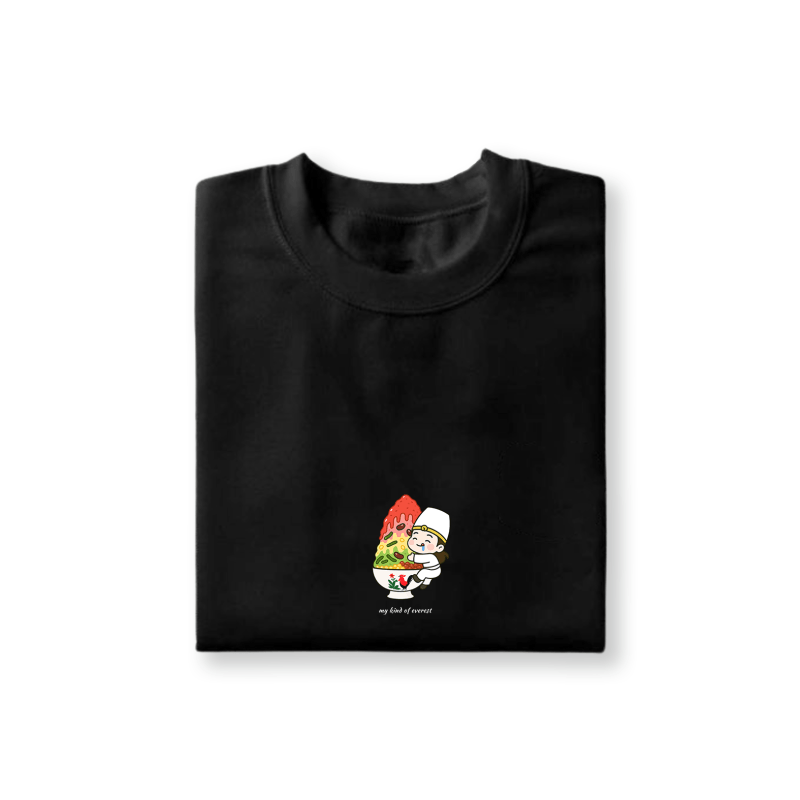 bai wu chang climbing a mountain of ice kacang on black t-shirt