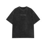 washed black t-shirt with front text