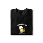 bai wu chang hugging pineapple graphic printed on black t-shirt for CNY